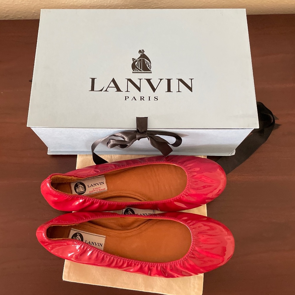 Lanvin classic ballet flat patent leather pink